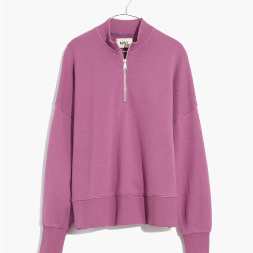 Madewell MWL Airyterry Half-Zip Tunic Sweatshirt